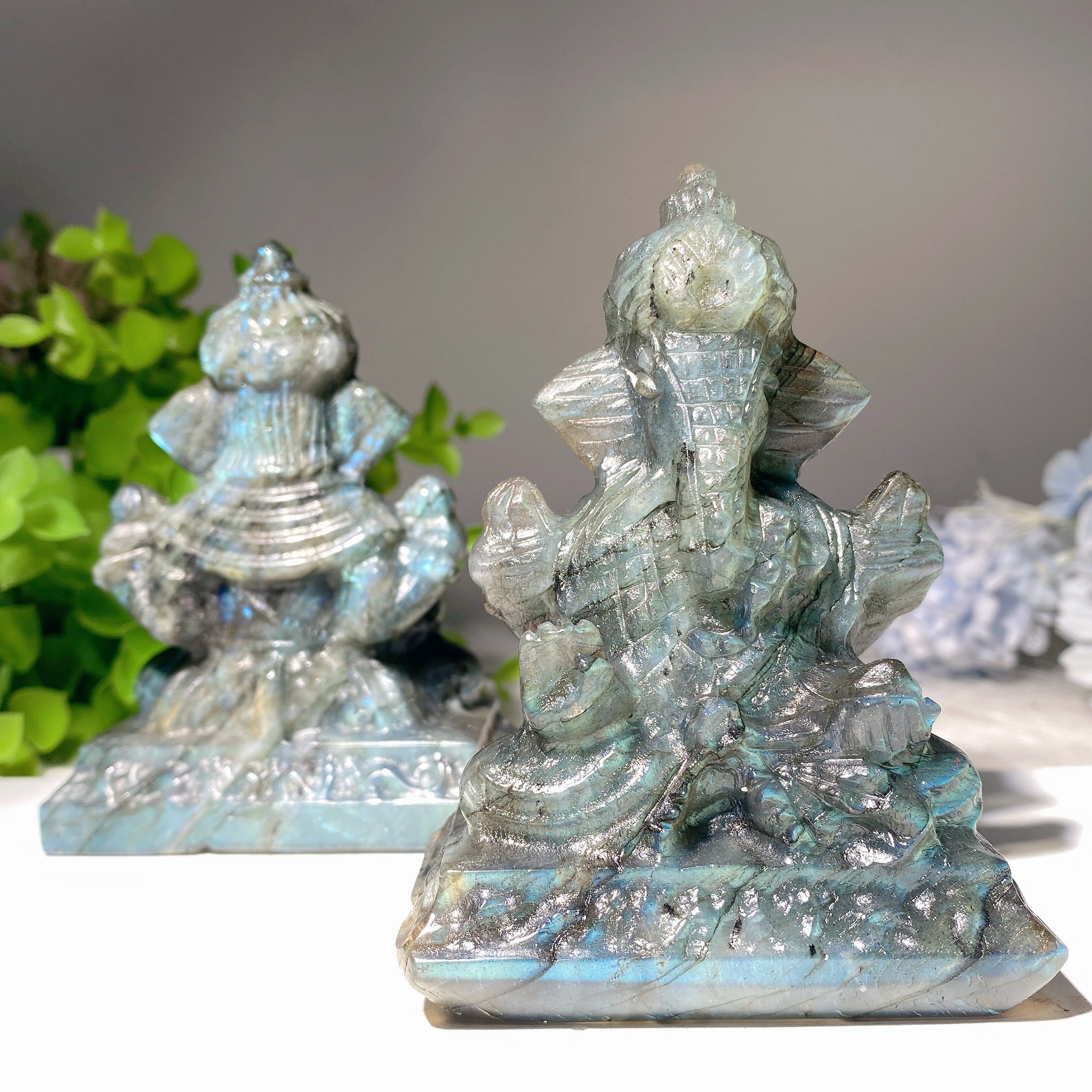 4-inch Labradorite Ganesh Statue for Spiritual Healing
