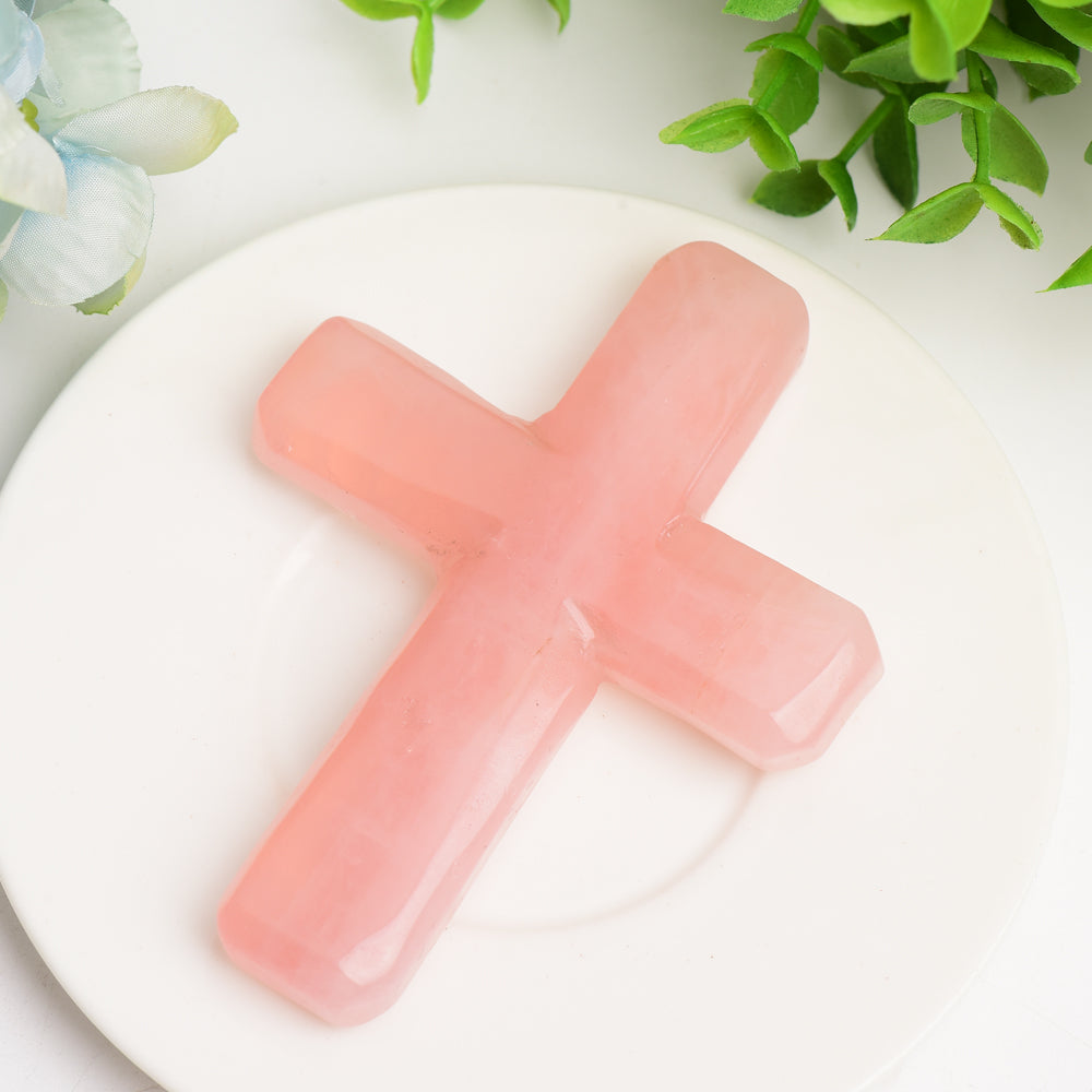 4 Inch Mixed Crystal Cross Carving Figurine Healing Energy