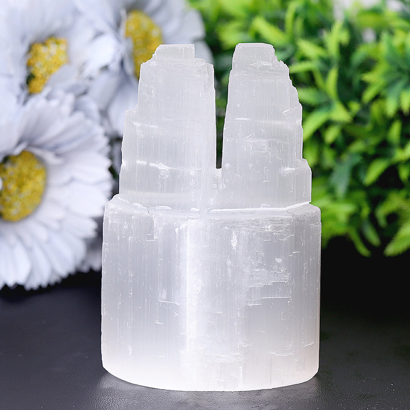 4-inch Selenite Double Twin Crystal Tower for Meditation