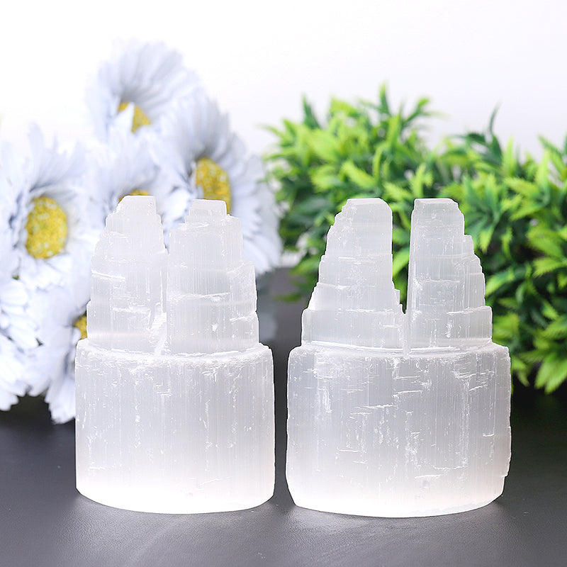 4-inch Selenite Double Twin Crystal Tower for Meditation