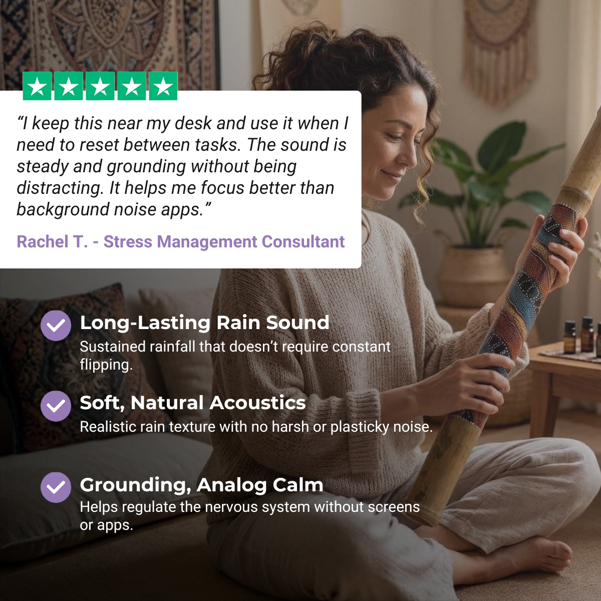 Instrument Rainstick de 40 pouces pour la méditation et la relaxation sonore