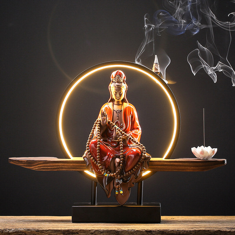 Ceramic Buddha Avalokitesvara Lotus Burners for Meditation
