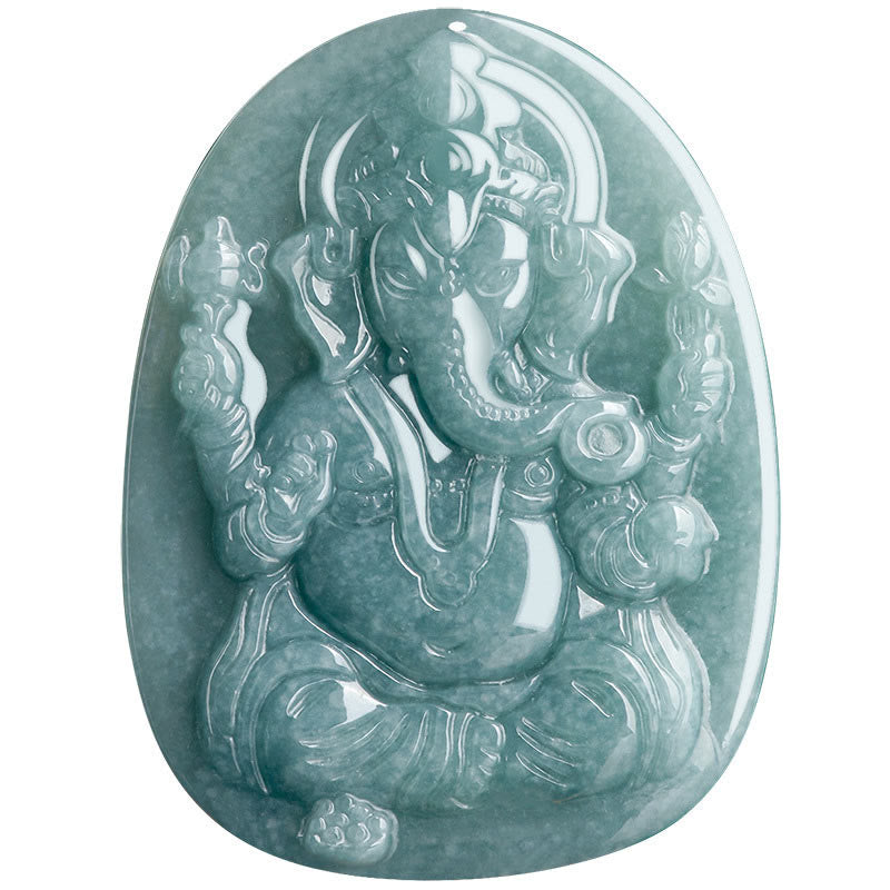 Collier de protection Ganesh en jade naturel | Amulette éléphant