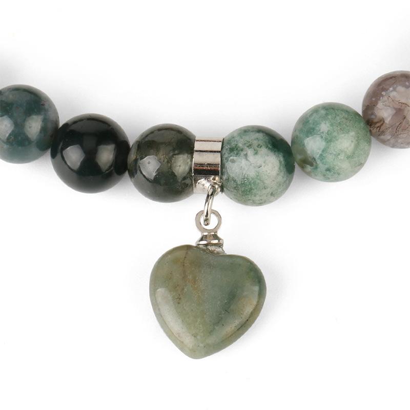 8mm Amethyst Healing Beads Love Heart Bracelet for Meditation