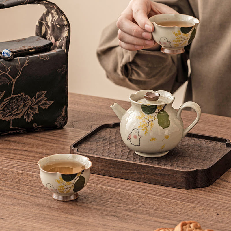 Tasse à thé en céramique Osmanthus Rabbit de 40 ml pour le rituel du thé Kung Fu