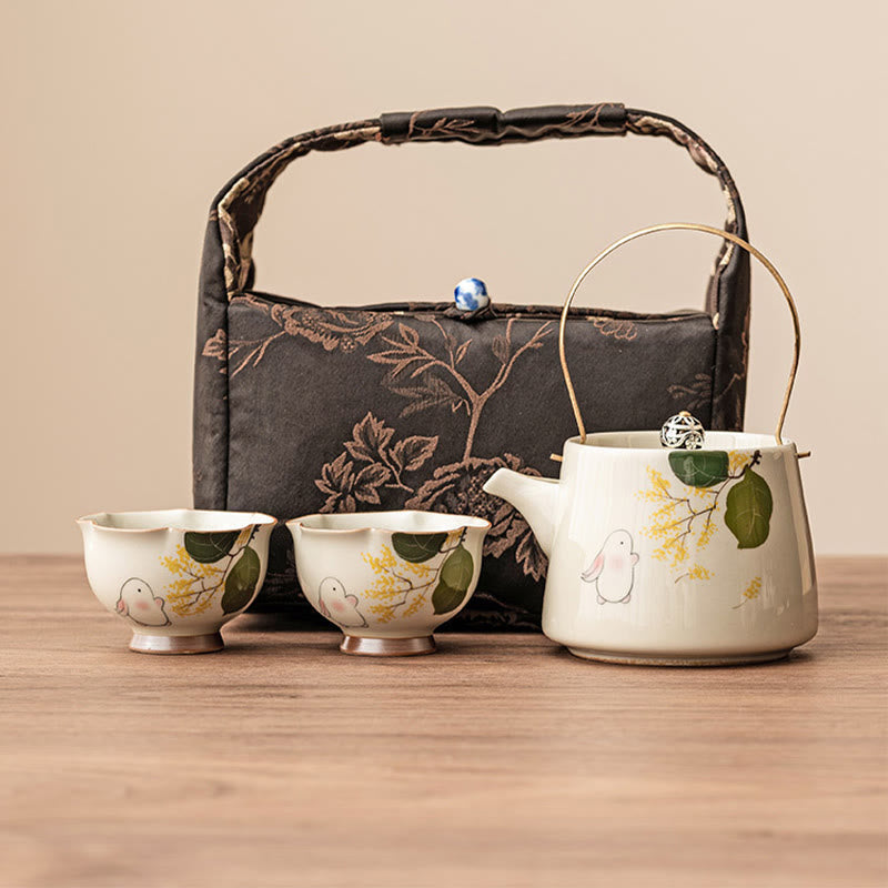 Tasse à thé en céramique Osmanthus Rabbit de 40 ml pour le rituel du thé Kung Fu