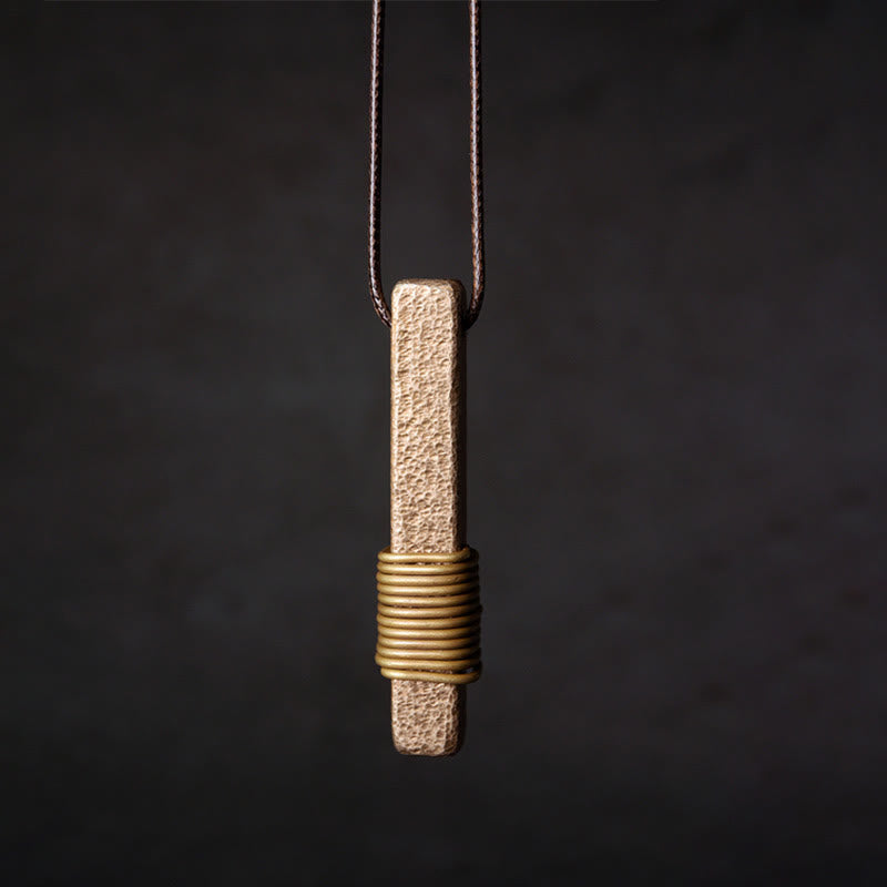 Copper Vintage Textured Wealth Necklace for Spiritual Luck