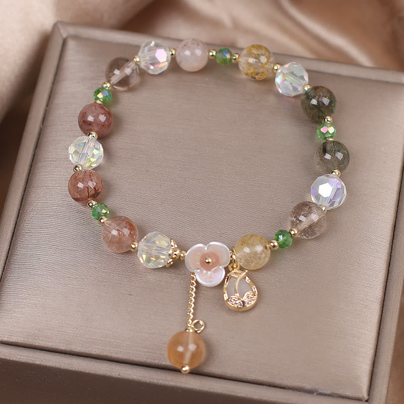Bracelet de guérison en quartz fraise et fluorite pour une clarté émotionnelle