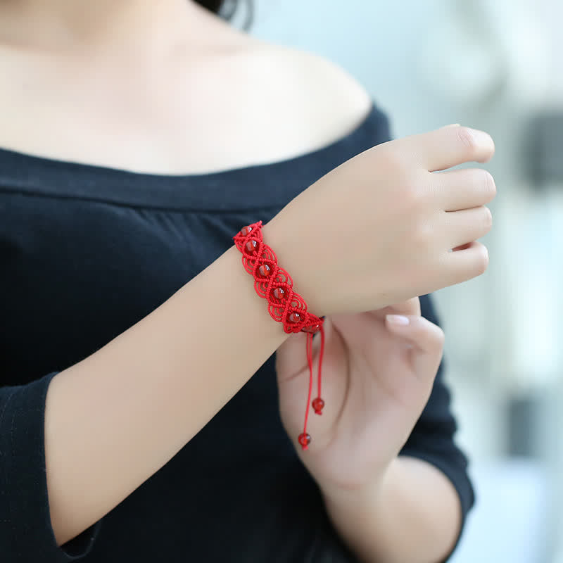 Red Agate Confidence Bracelet with Red String 6mm Beads