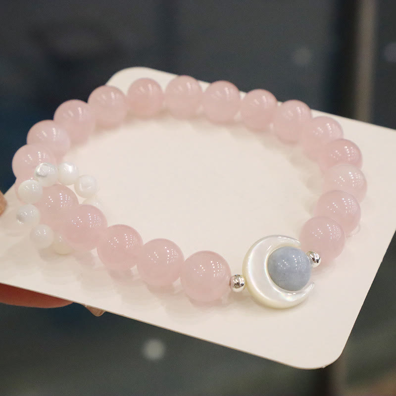 925 Sterling Silver Amethyst Crescent Moon Healing Bracelet