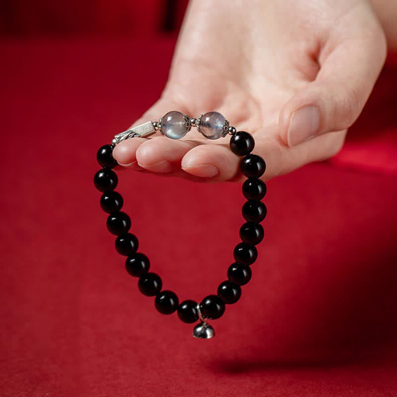 Obsidian Moonstone Couple Bracelet 8mm & 10mm for Strength