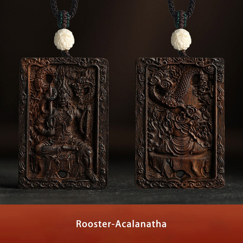 Chinese Zodiac Agarwood PiXiu Dragon Peace Necklace Pendant