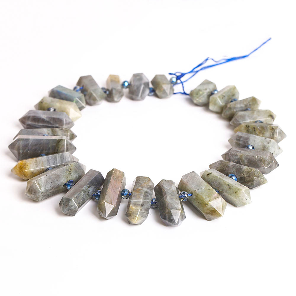 42cm Labradorite Crystal Point String for Chakra Balance
