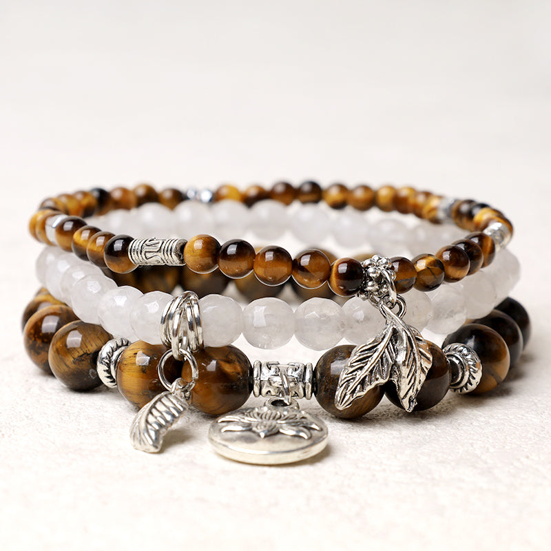 Amethyst Crystal Healing Bracelet with Lotus Symbol | 6-8mm Beads