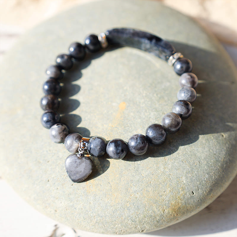 8mm Amethyst Healing Beads Love Heart Bracelet for Meditation