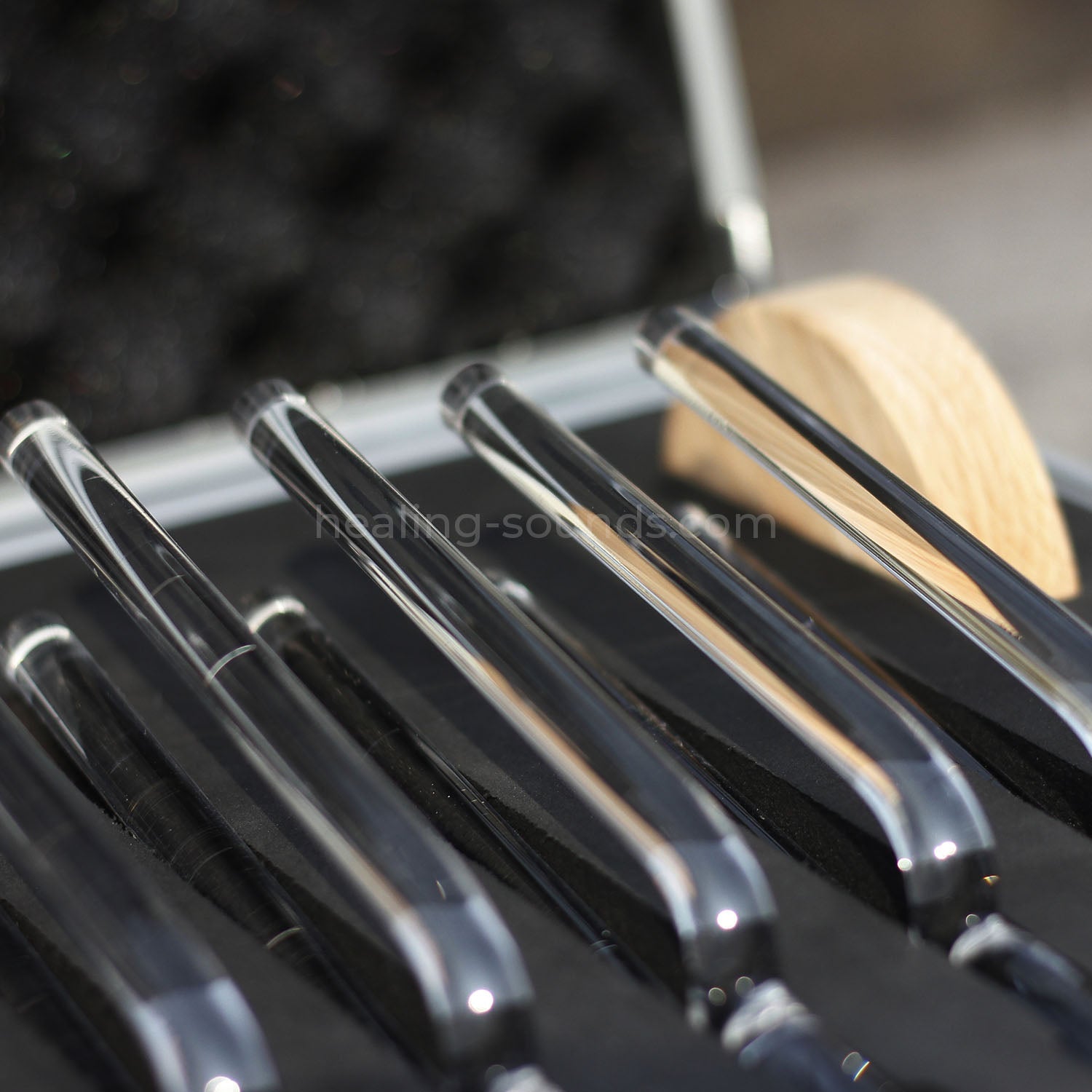 Jeu de diapasons en cristal transparent 432 Hz avec boîte - 8 pièces - 10 mm/20 mm