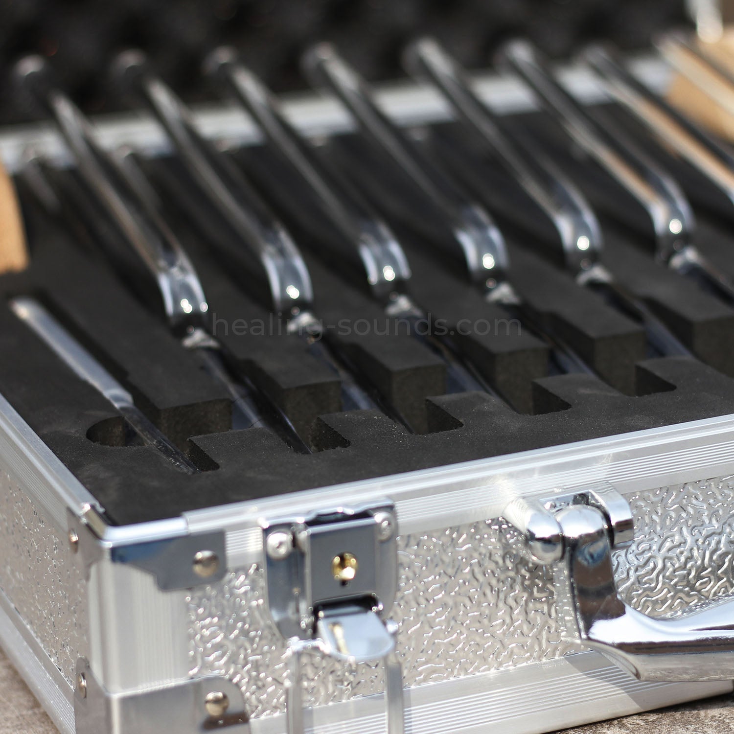 Jeu de diapasons en cristal transparent 432 Hz avec boîte - 8 pièces - 10 mm/20 mm