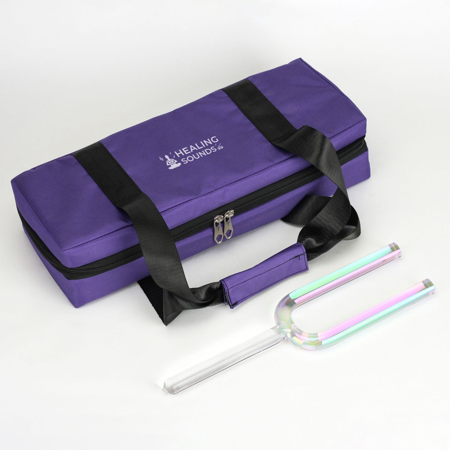 Diapason en cristal de quartz arc-en-ciel transparent 432 Hz