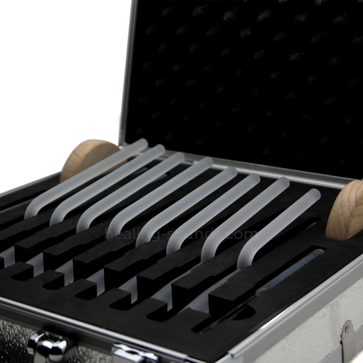 Jeu de diapasons en cristal givré 432 Hz avec étui - 8 pièces - 10 mm/20 mm