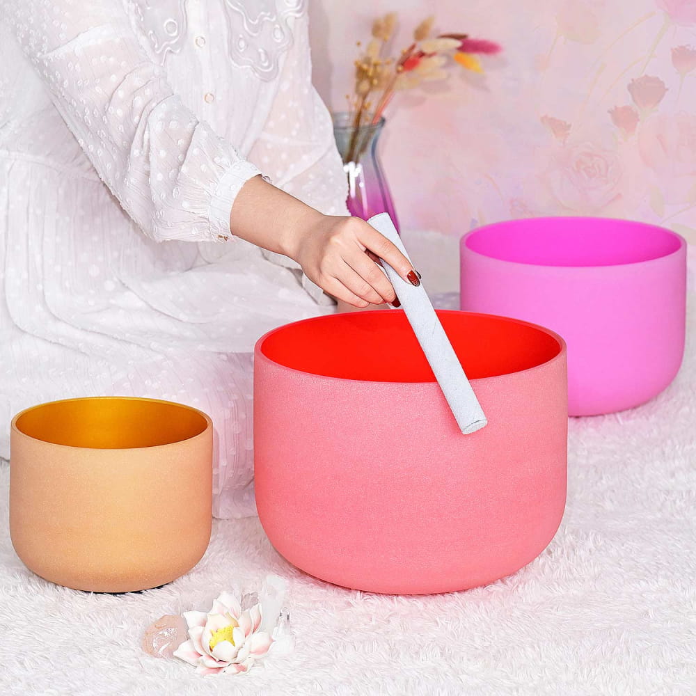 432Hz Spring Limit Crystal Singing Bowl Set (12\’C 10\’F 8\’A) - 3 PCS singing bowls - On sale