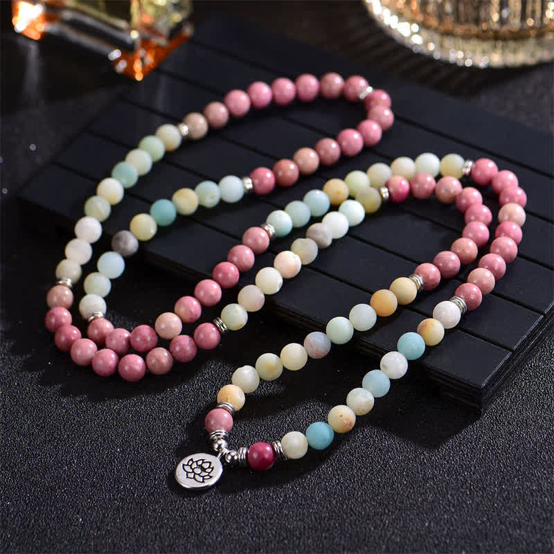 8mm Lotus Lotus Bracelet with Lazurite and Picasso Jasper for Balance