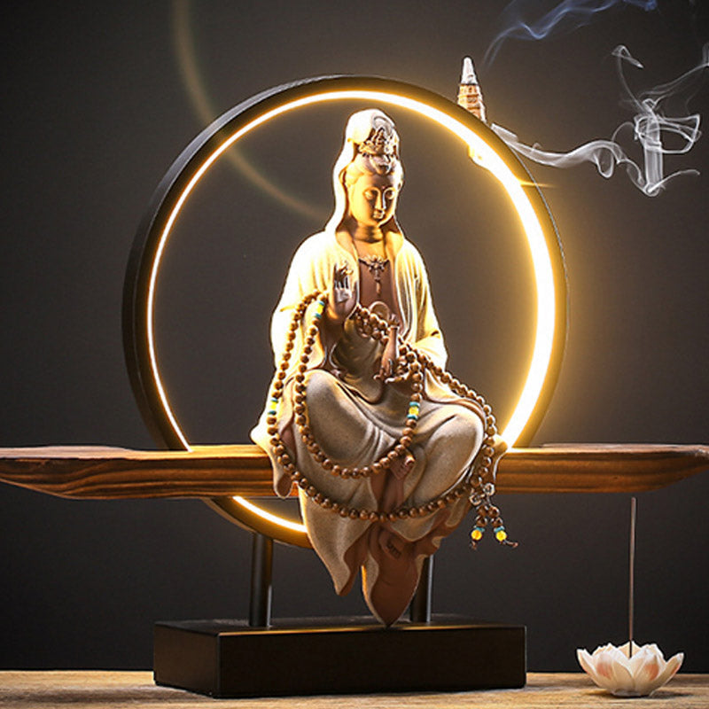 Ceramic Buddha Avalokitesvara Lotus Burners for Meditation