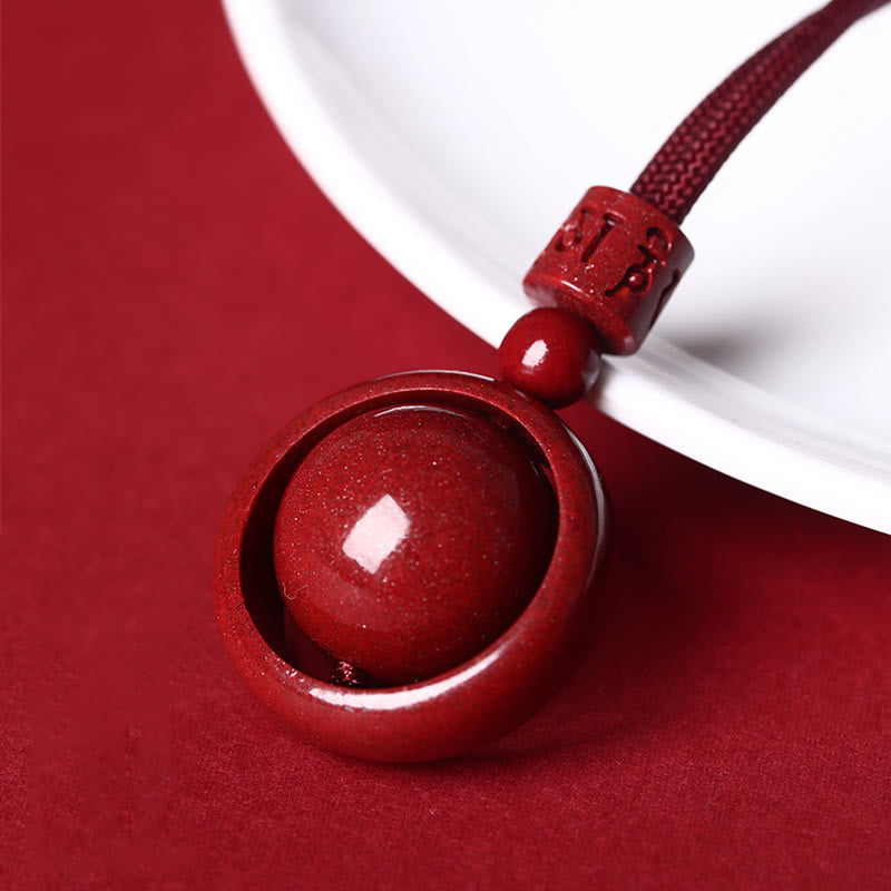 Cinnabar Om Mani Padme Hum Necklace for Blessing & Luck