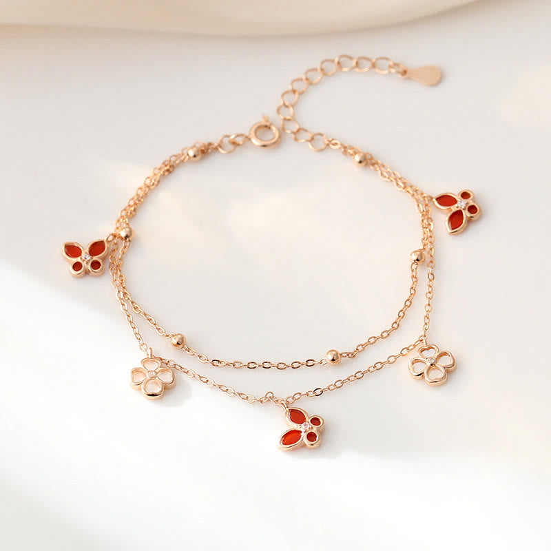 Red Agate & Tridacna Stone Calm Bracelet Necklace Set