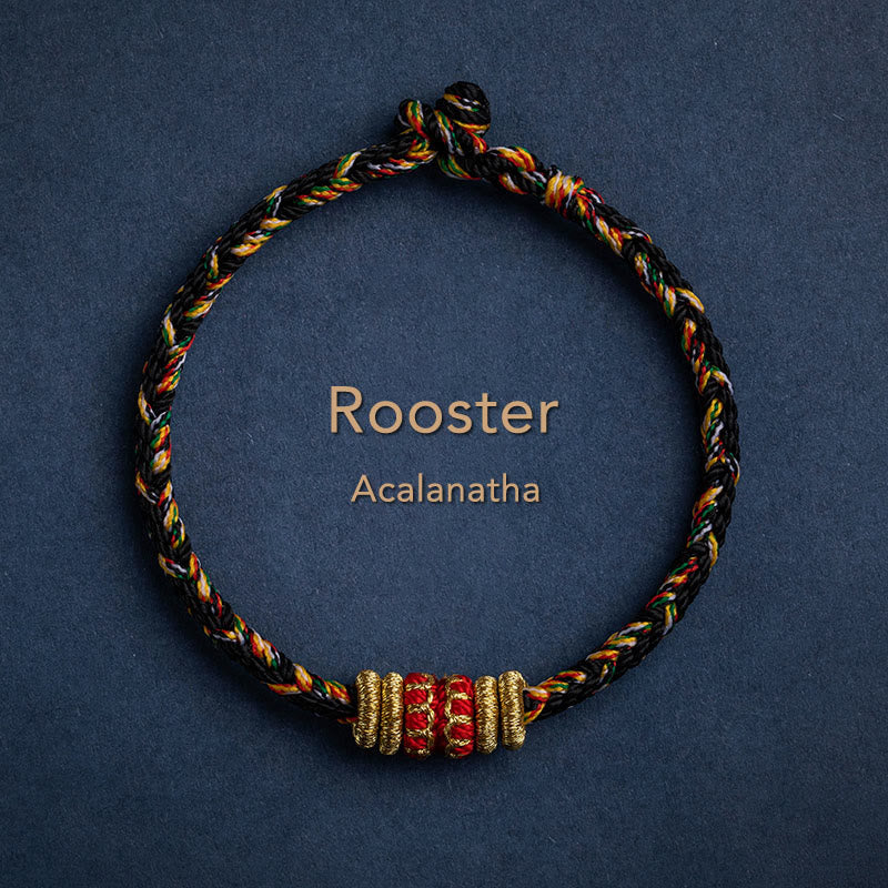 Bracelet en fil rouge fait main avec signe du zodiaque chinois pour la chance et la force