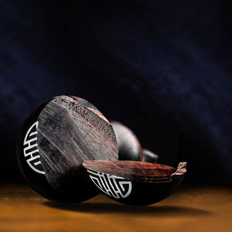 Ebony & Red Sandalwood Gourd Key Chain for Luck & Protection
