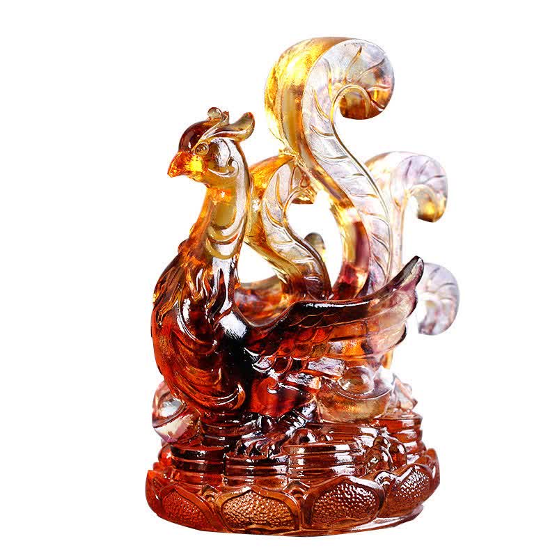 Handmade Azure Dragon Liuli Feng Shui Statue 11cm
