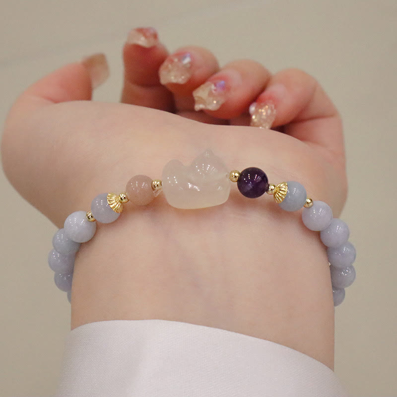 Aquamarine Chalcedony Serenity Charm Bracelet for Meditation