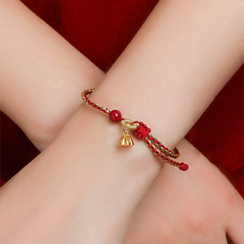 Cinnabar Bracelet with Lotus Silver Blessing Braid 6mm