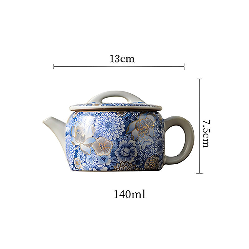 Ceramic Lotus Chrysanthemum Tea Cup Set with Teapot 140ml