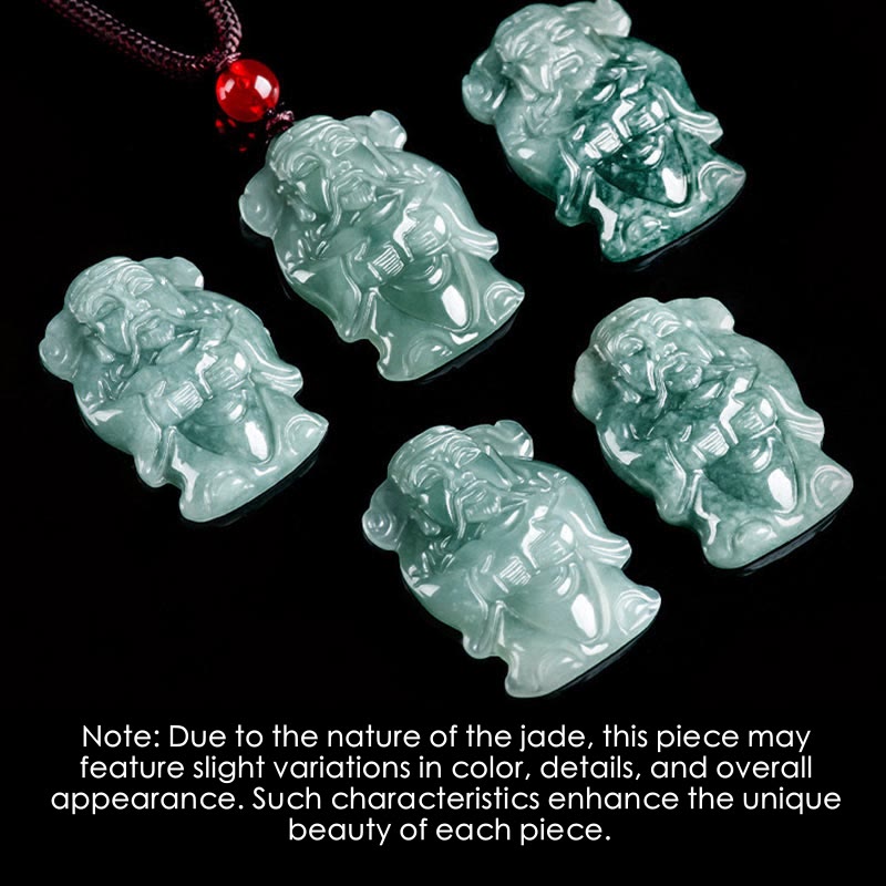 Natural Green Jade Caishen Ingot Necklace for Abundance