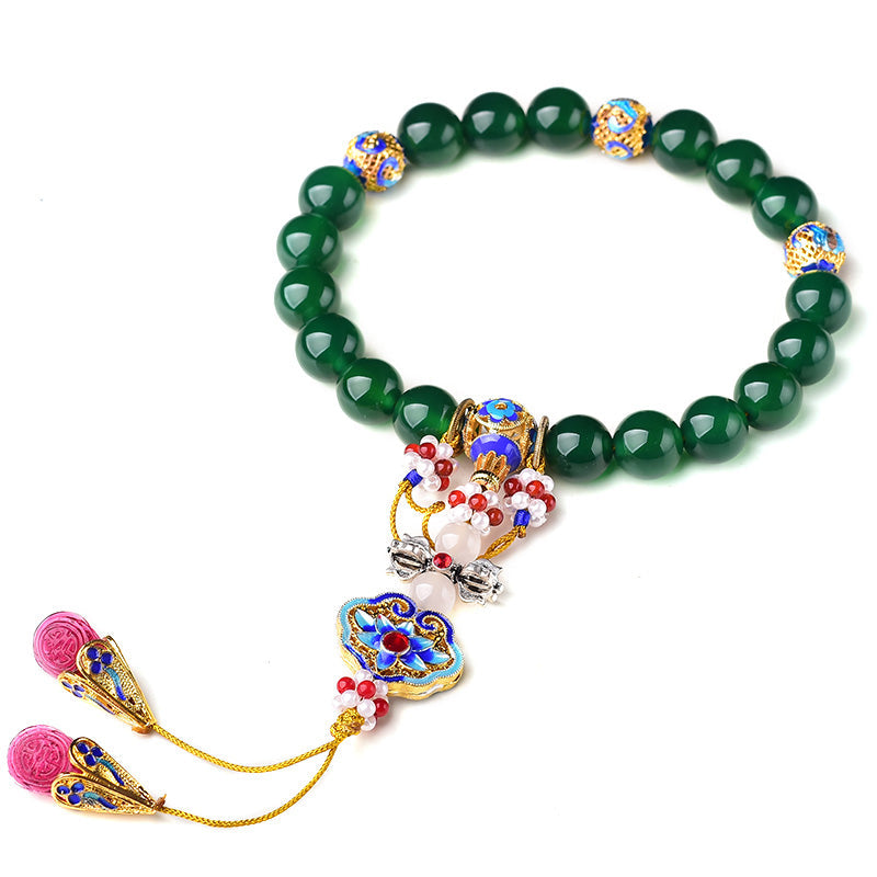 Green Agate Wrist Mala 14mm for Success and Manifestation