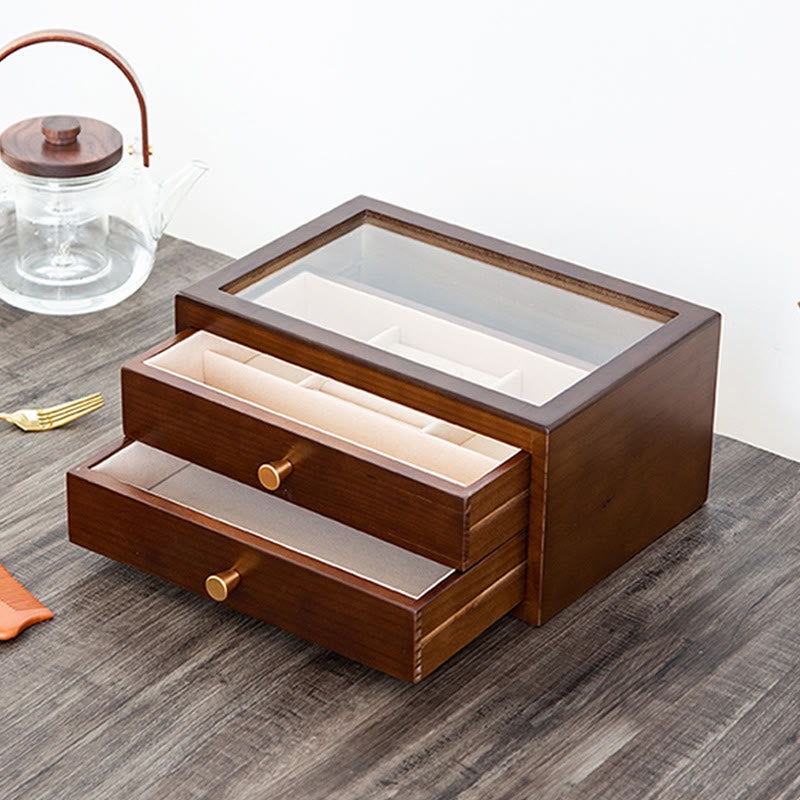 Three Layers Solid Wood Jewelry Box with Drawer | Spiritual Storage