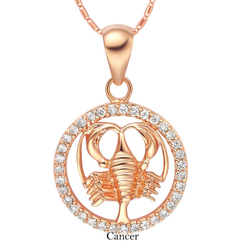 Collier en cuivre des 12 signes du zodiaque | Pendentif chance et guérison