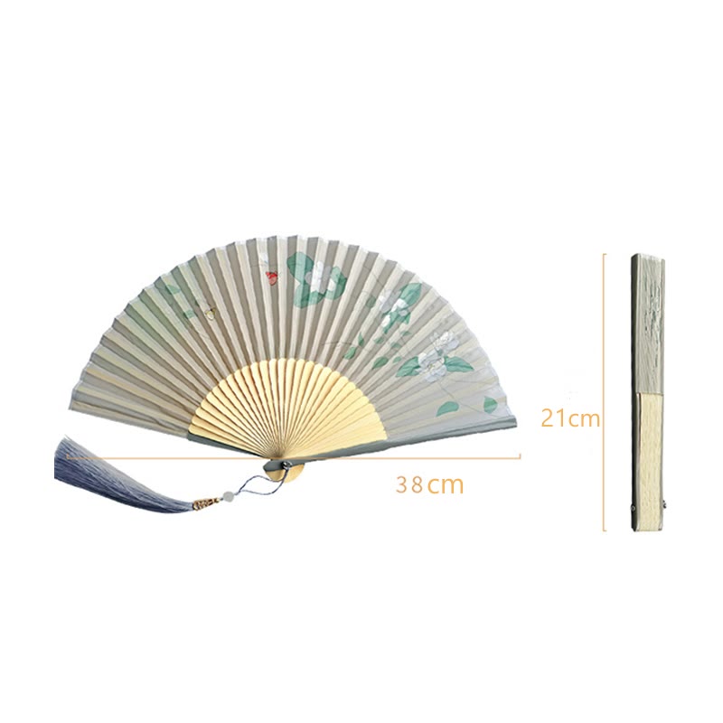 Chinese Folding Fan Jasmine Bamboo Handheld Fan 38cm