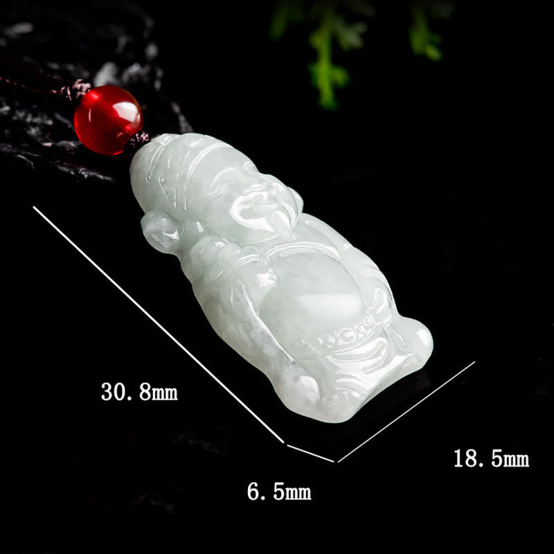Natural Jade Caishen Ingot Necklace for Prosperity & Luck