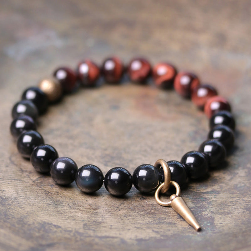 Black Obsidian & Sodalite Strength Couple Bracelet