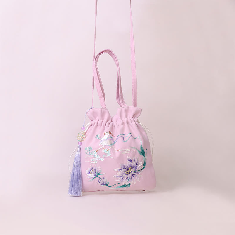 Cotton Linen Yoga Tote Bag with Adjustable Strap 21x22cm