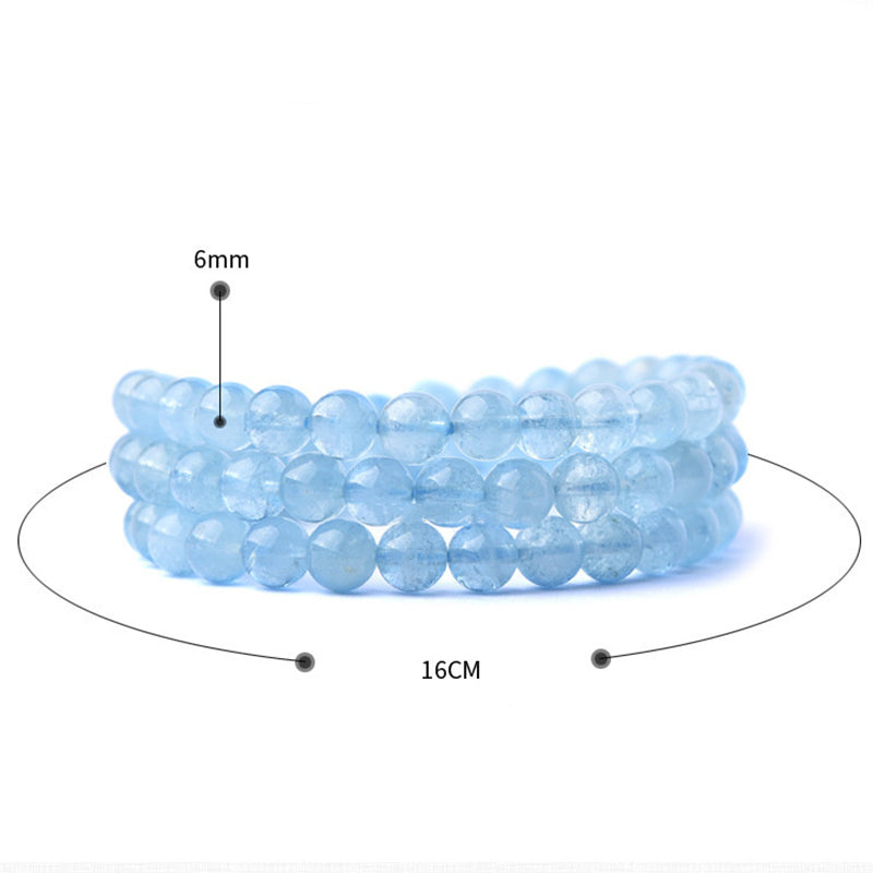 6mm Aquamarine Bracelet for Peace and Emotional Healing