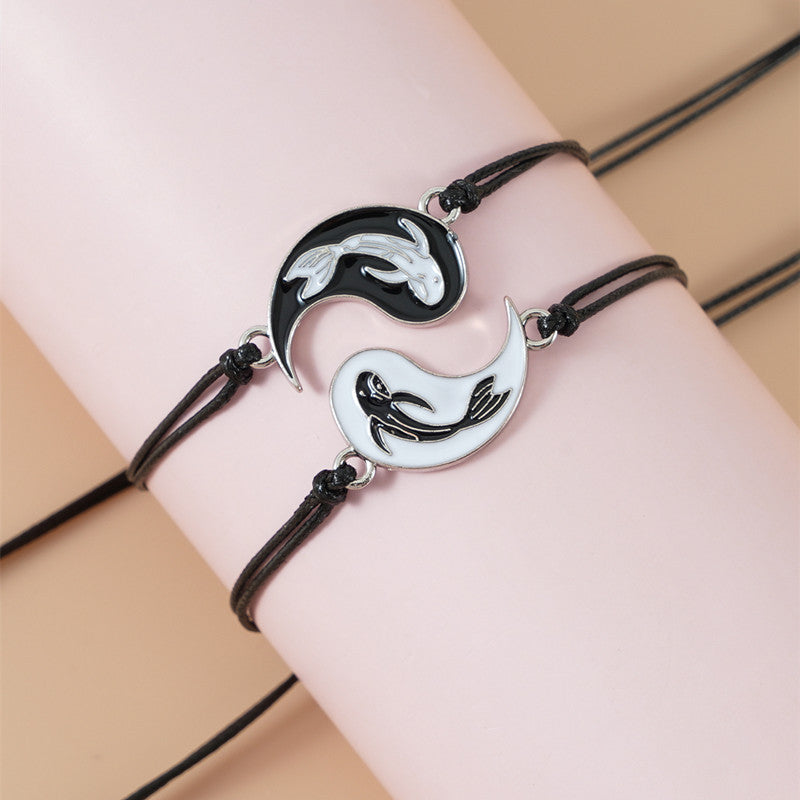 Unisex Yin Yang Hematite Couple Bracelets for Balance & Focus