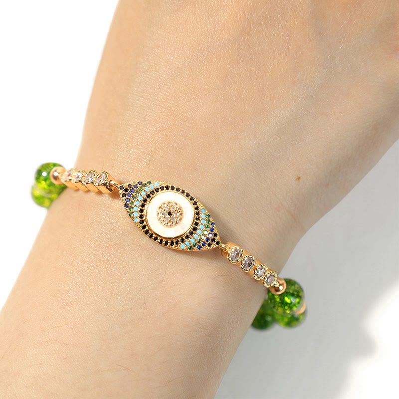 8mm Peridot Evil Eye Abundance Bracelet for Protection