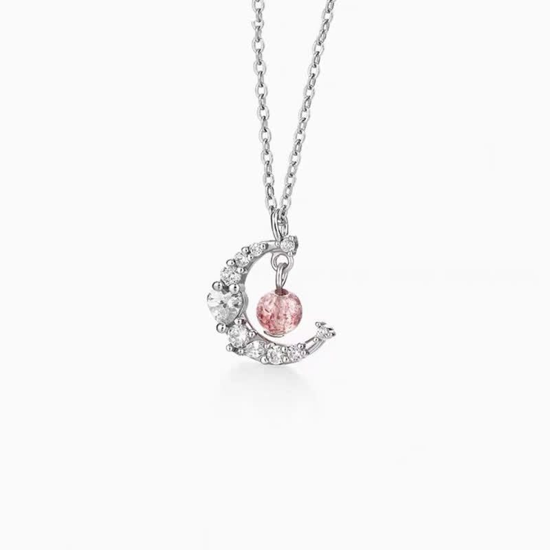 Strawberry Quartz Blue Crystal Love Healing Necklace