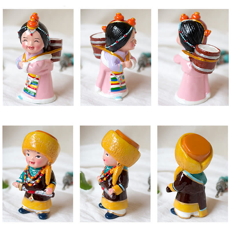 Figurines spirituelles tibétaines peintes à la main de 11 cm