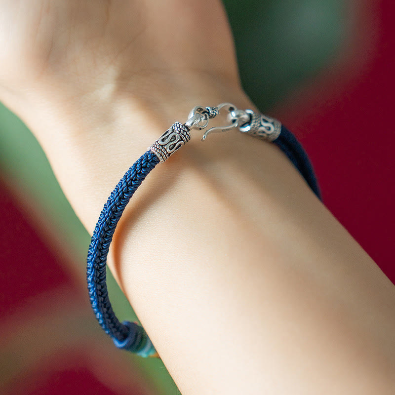 Om Mani Padme Hum Silver Bracelet | Tibetan Purity Braided