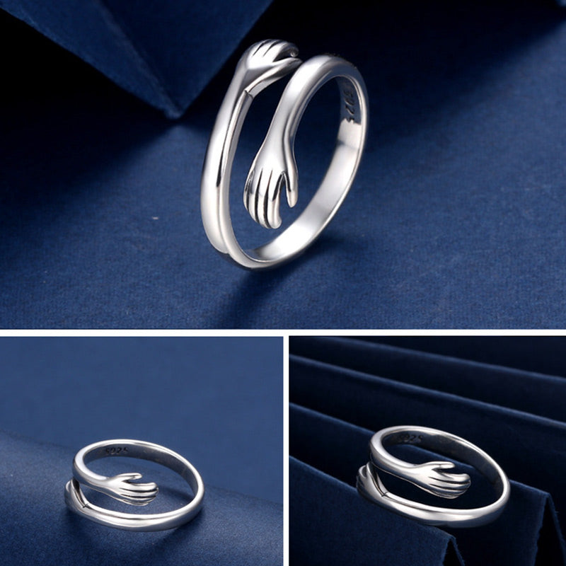 925 Sterling Silver Love Hug Thumb Ring | Spiritual Protection