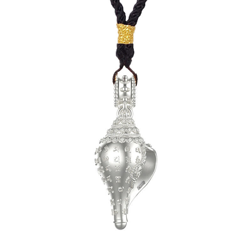 999 Sterling Silver Shankha Conch Shell Necklace for Spiritual Protection